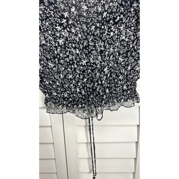 LoveShackFancy Scarlett Star Print 100% Silk Ruffle Peasant Top Size Small - Picture 10 of 11